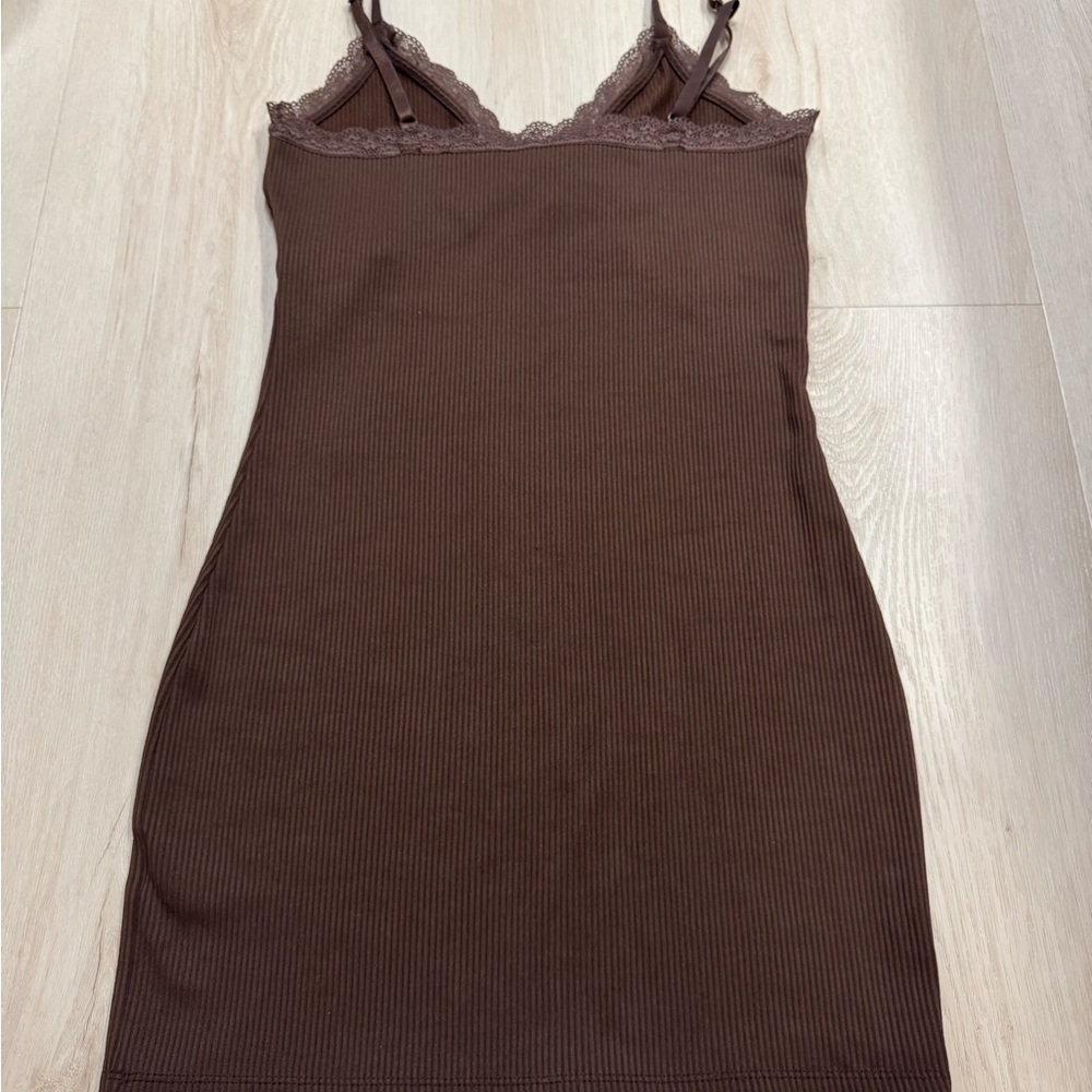 H&M Chocolate Brown Ribbed Bodycon Dress - Picture 5 of 9